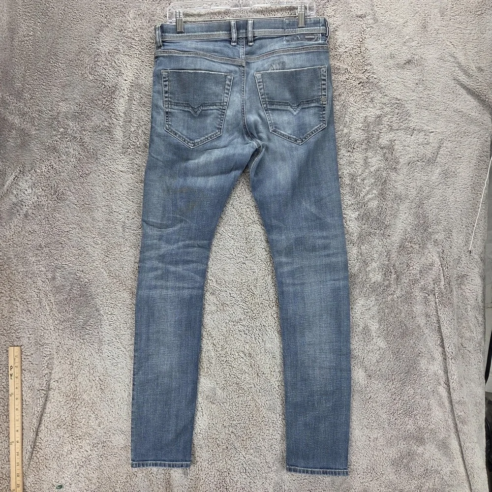 Diesel Jeans Mens 31x32 Blue Tepphar Slim Carrot Button Fly Distressed 0860K